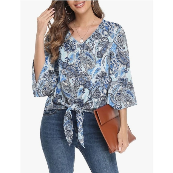 Amazon Tops - Paisley Blue Women's Top
